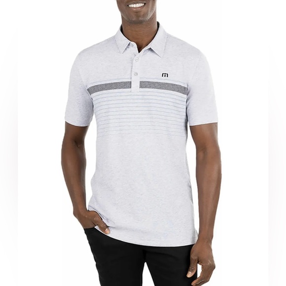 Travis Mathew Other - Travis Mathew Wildwood Golf‎ Polo Cotton Striped Heather Light Gray Preppy
